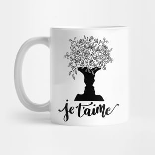 Je T'aime French I Love You Faces Vase Line Art Graphic Mug